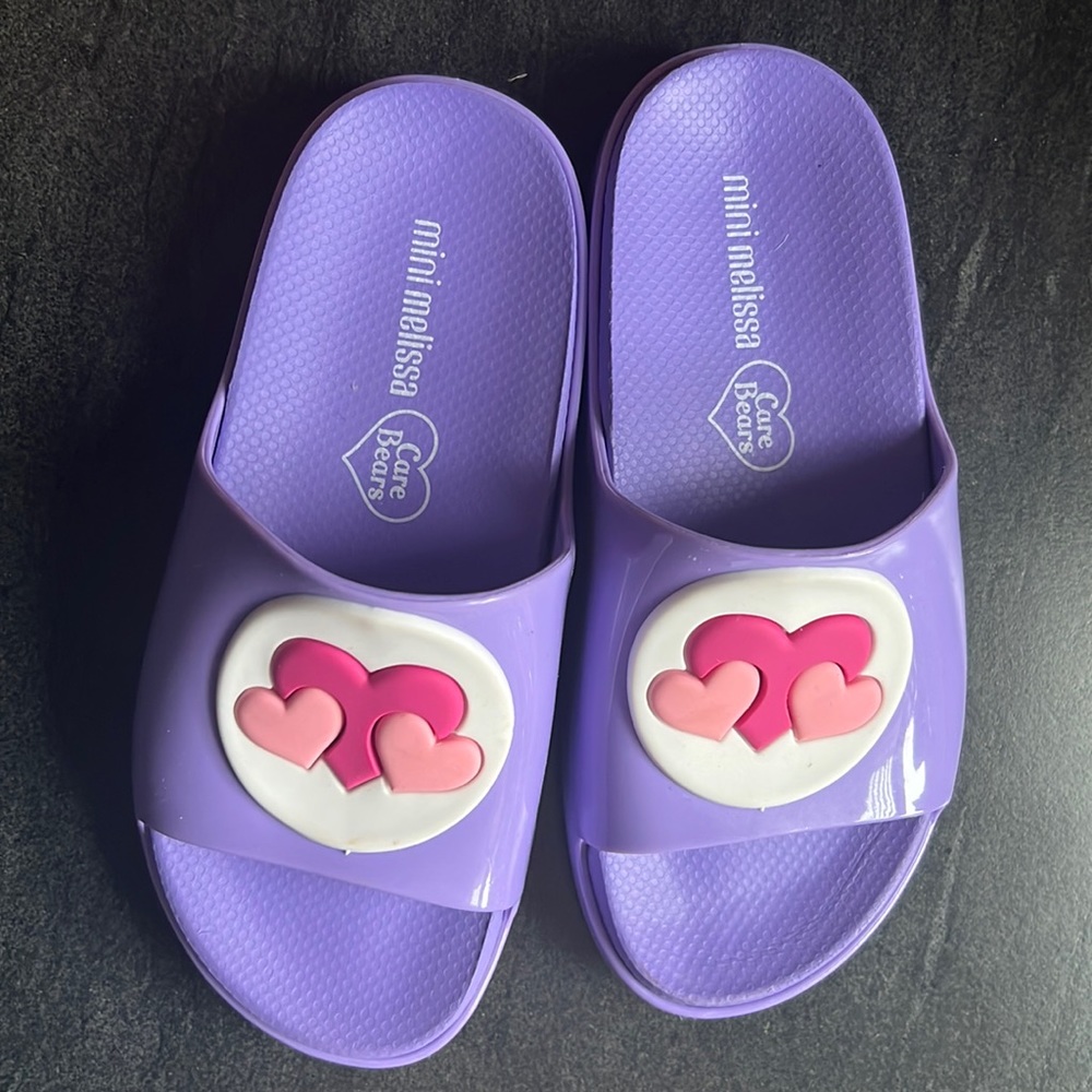 Mini Melissa Care Bear Slides (never worn!)